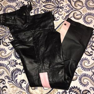 Black and Pink Leather Pants